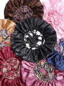 1pc Women's Wide Brim Adjustable Printed Sleep Hat/Bonnet, Suitable For Curly And Straight Hair Valentines