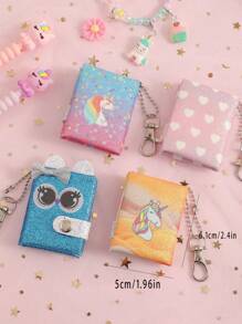 1pc Cartoon Mini Pendant Keychain Book Unicorn Notepad Cute Pocket Notebook Gift Book Simple Style Students Taking Notes Daily Little Fairy Fresh And Simple Fashion Personalized Send To Others General,School Supplies,Back To School