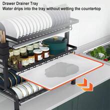 3 Tier Dish Drainer Rack, Countertop Dish Drying Rack, Multifunctional Kitchen Drainer With Tools, With Holder For Knives, Cutlery And Cutting Boards, Christmas
