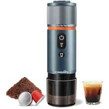 Portable Espresso Coffee Machine 12V Electric Small Travel Expresso Maker Self Heating 8 Cups Battery Powered Compatible  Capsule Camping RV Hiking Office Smoke Blue - Navy1 - View 1
