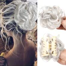 Synthetic Chignon Messy Bun Claw Clip In Hair Piece Wavy Curly Hair Bun Ponytail Extensions Scrunchie Hairpieces For Women