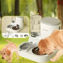 Integrated  Cat Drinking Fountain Food Dispenser Set With Stainless Steel Bowl, Detachable And Washable, 2-In-1 Pet Feeding Station For Indoor Cats, Tianhe Integrated  Pet Drinking Fountain Feeder Set With Stainless Steel Bowl, Detachable Cleaning, 2-In-1 Pet Feeding Station, Suitable For Anywhere