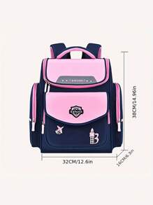 1pc Kids/Students Backpack, Zipper Closure, Minimalist Design, Ergonomic, Large Capacity, Suitable For Daily Use