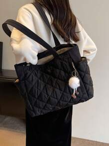 Leisure Large Capacity Down Padded Jacket Bag Fashion Shoulder Bag Portable Oblique Ku Tote Bags, Commuter School, Sports, Traveling, Hiking, Sports, Travel