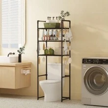 Estante de almacenamiento 3 NIVEL para el baño de pie para el piso del inodoro - Blanco - Ver 12