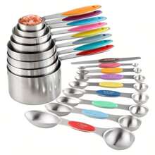 8-Piece Color Stainless Steel Measuring Cup Set, Used For Baking And Cooking, Accurate Scale Does Not Fade, Baking Cake/Brewing Seasoning Is All Done, And Kitchen White Can Become A Food Blogger In Seconds!