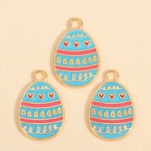10pcs Cartoon Easter Eggs Oil Dripping Pendants, Suitable For DIY Cute And Interesting Painted Eggshell Charm Earrings, Necklaces, Jewelry