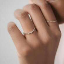 Set de 2 anillos de compromiso con cristal de corte princesa, anillo de boda único y artístico, decoración de novia, regalo para aniversario de boda o Día de San Valentín