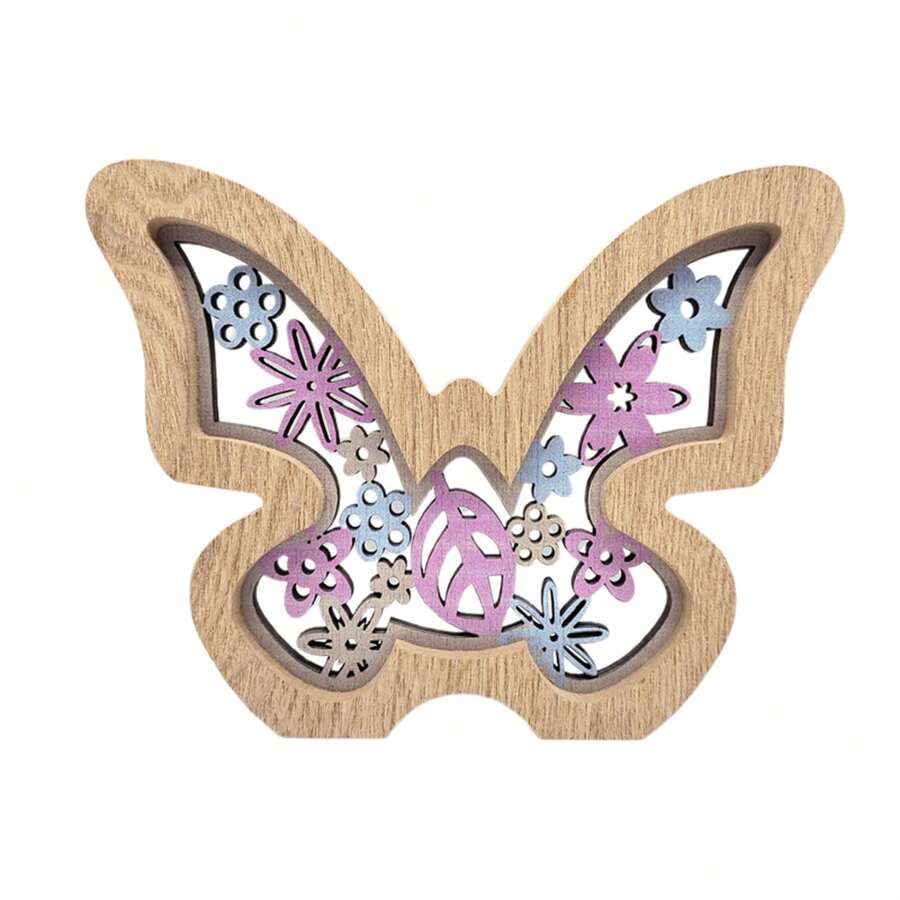 Easter Wooden Decor Butterfly/Flower/Heart/House/Bunny Sign Desk Decor Table Centerpieces For Home Farmhouse Holiday - Multicolor - View 1