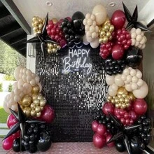 Juego de 142 piezas de guirnalda de globos en color burdeos, negro y dorado para decoración de fiestas de Día de San Valentín, cumpleaños, boda, despedida de soltera, aniversario y graduación - Multicolor - Ver 6