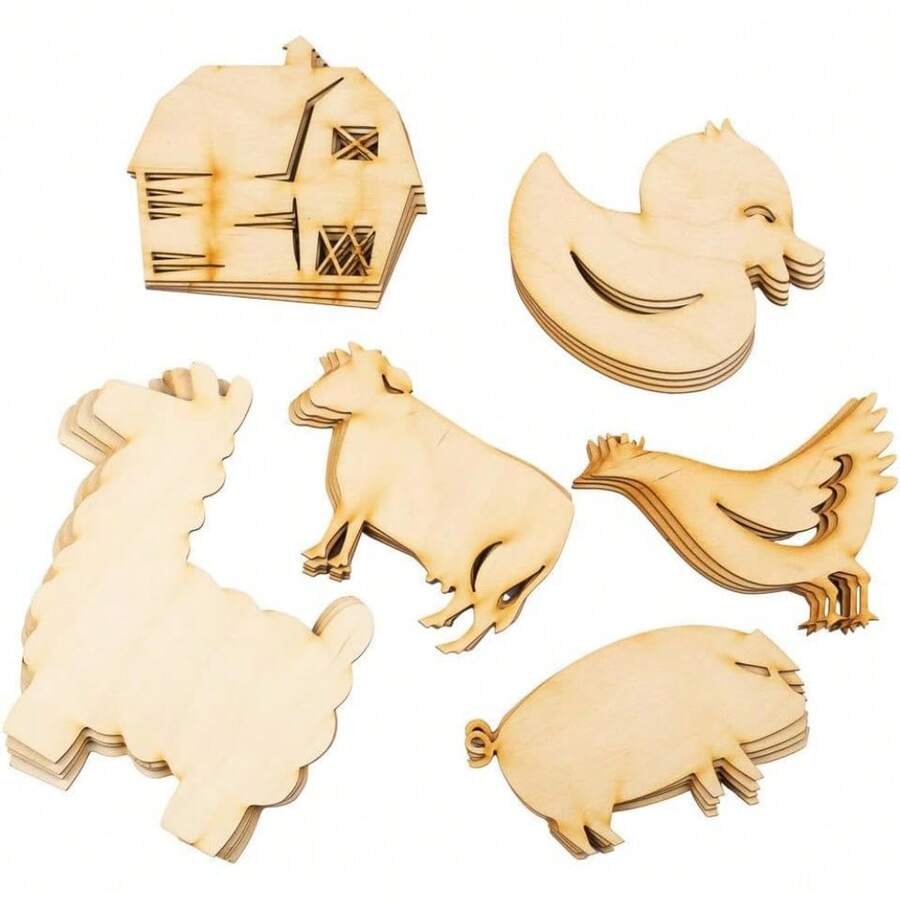 Factory Direct Craft Group Of 24 Unfinished Wooden Assorted Farm Animal ...