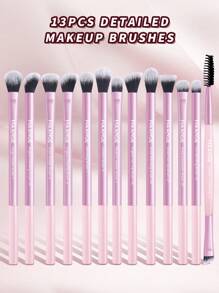 MAANGE 13Pcs Professional Eye Long Aluminum Tube Makeup Brushes,Eyeshadow Brush Contour Brush Highlight Brush Blending Brush Nose Contour Brush Concealer Brush Smudge Brush Eyebrow Brush Eyelash Brush,Makeup Brushes With Soft Fiber And Skin Friendly For Easy Carrying,Brushes For Travel,Gift For Women&Girls - 粉色 - 查看 10
