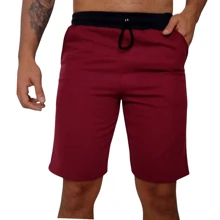 Bermuda masculina moletom verão - Academia passeio casual - bordô - Visão 2