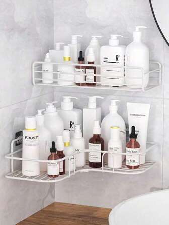 1pc Bathroom Shelf, Shower Caddy Rack, Bathroom Kitchen No-Drill Triangle Storage Rack,Punch-Free Bathroom Storage Rack Back To School