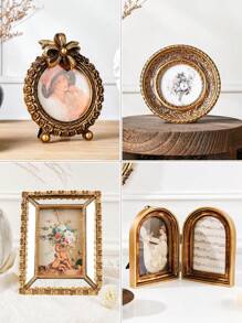 1 件复古金色花卉图案树脂相框，仿古风格金色桌面装饰相框，暖金色家居桌面装饰相框，适合照片展示和摄影装饰 - 彩色 - 查看 2