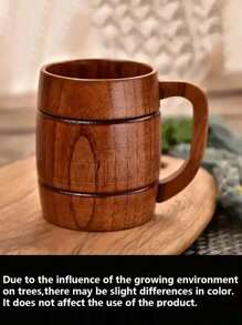 KEMORELA 2/4 pièces Chope à bière en bois avec poignée, Tasse à thé anti-brûlure en bois de jujube, Tasse à café, Tasse à eau, Tasse à lait pour le petit-déjeuner, Tasse portable, Tasse en bois massif pour restaurant/hôtel/restaurant commercial/Fête de l'Aïd al-Adha Moubarak
