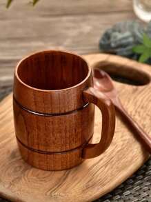 KEMORELA 2/4 pièces Chope à bière en bois avec poignée, Tasse à thé anti-brûlure en bois de jujube, Tasse à café, Tasse à eau, Tasse à lait pour le petit-déjeuner, Tasse portable, Tasse en bois massif pour restaurant/hôtel/restaurant commercial/Fête de l'Aïd al-Adha Moubarak
