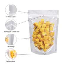 50 个透明立式拉链密封袋，可重复使用的密封食品袋，用于食品储存，透明密封食品袋零食包装袋，饼干，零食，香料，宠物食品和饮料