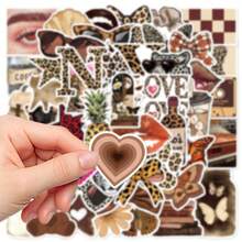 50PCS Leopard Print Decor Leopard Print Stickers Leopard Print Gifts Cartoon Leopard Print Merch Aesthetic Stickers Vinyl Waterproof Stickers For Laptop,Bumper,Skateboard,Water Bottles,Computer,Phone