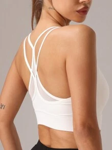 1pc Women's Stretchy Sports Yoga Bra, Suitable For Exercise And Outdoor Activities