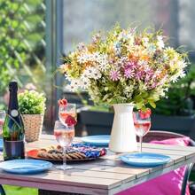 Conjunto de 5 flores artificiais de margarida silvestre, buquê de flores silvestres artificiais resistentes a raios UV, plantas verdes artificiais a granel para vaso, decoração de casa para a primavera, decoração de jardim, planta de exterior, jardinagem, flores artificiais, decoração de outono, outono