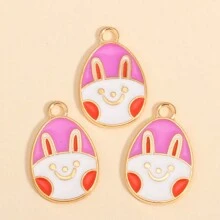 10pcs Cartoon Easter Eggs Oil Dripping Pendants, Suitable For DIY Cute And Interesting Painted Eggshell Charm Earrings, Necklaces, Jewelry