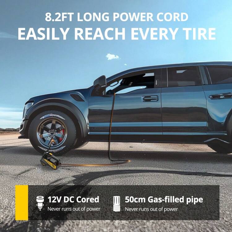 Carsun Nueva Compresora de Aire Manual de 22 Cilindros con Motor Potente, Apta para SUV y Sedanes, para Inflar, Desinflar y con Iluminación LED - Cableado - Añade 10