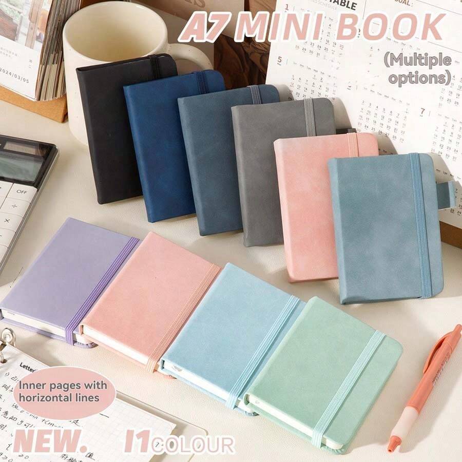 A7 Notebook, Leather Bound Memo Pad, Pocket Notebook, Mini Portable Personal Diary, Small Macaron Meeting Notebook, Suitable For School And Daily Use - Multicolor - View 1