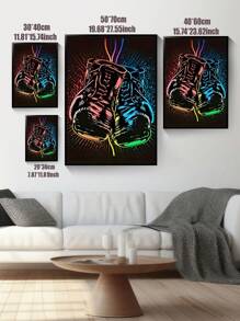 Abstract Neon Boxing Gloves Canvas Art,Portrait Orientation, Sports Gym Wall Painting,Canvas Wall Art,Wall Decoration,Artwork Decoration,Suitable For Living Room,Bedroom,Bathroom,Office Wall Decoration,Restaurant, Bar, Cafe,Mall Artwork Decoration,No Frame