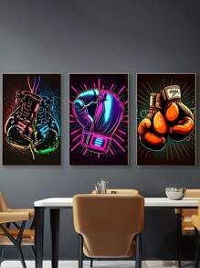 Abstract Neon Boxing Gloves Canvas Art,Portrait Orientation, Sports Gym Wall Painting,Canvas Wall Art,Wall Decoration,Artwork Decoration,Suitable For Living Room,Bedroom,Bathroom,Office Wall Decoration,Restaurant, Bar, Cafe,Mall Artwork Decoration,No Frame