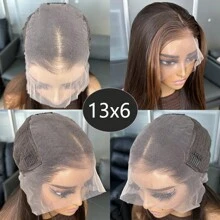 Kanekalon Futura Hair Synthetic Lace Front Wigs Dark Roots Brown Ombre13x6 Wigs 22 Inch Long Straight Glueless Kanekalon Hair Resistant Synthetic Hair Wigs Free Part 150% Density Transparent Lace Wigs Heat Ready To Wear Synthetic Wigs For Women Daily Party Vacation Holiday Use - Brown Ombre - View 7