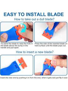 2-In-1 Plastic/Metal Blade Scraper, Plastic Scraper Tool With Metal And Plastic Blades, Suitable For Cleaning Cars, Windows, Glass, Wood, Kitchen Utensils, Scratch-Free - Multicolor - View 5