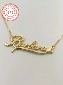 925 Sterling Silver & 18K Gold Plated Personalized Heart Shaped Name Pendant Necklace, Elegant & Romantic, Customizable With English Name, Great Gift For Friends, Partners And Family - Yellow Gold - View 2