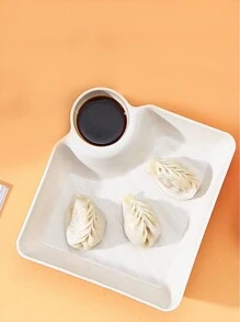 1pc/2pcs/4pcs Solid Color Square Plastic Dipping/Dumpling Dishes - Black + White - View 4
