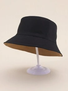 2pcs Kids Solid Color Reversible Casual Sun Protection Bucket Hat, Suitable For Spring, Summer And Outdoor Activities