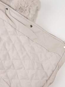 Giolshon Ladies' Simple And Versatile Outdoor And Commuting Padded Jacket With Fur Collar, And Stylish, Includes Belt As Gift - Beige - View 11