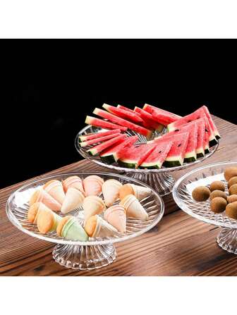 1 件装亚克力水果托盘水果托盘透明塑料糖果托盘带底座烘焙糕点托盘