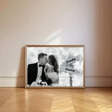 1 szt., niestandardowa dekoracja ścienna ze zdjęciami ślubnymi, najlepszy prezent dla pary, spersonalizowana sztuka ze zdjęciami rodzinnymi na ścianie, prezent na płótnie rodzinnym, prezent rodzinny, najlepszy prezent, prezent dla pary, prezent rocznicowy, prezent na rocznicę ślubu, niestandardowa data ślubu, niestandardowy prezent z imieniem, prezent dla niego, bez ramki
