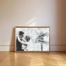 1 szt., niestandardowa dekoracja ścienna ze zdjęciami ślubnymi, najlepszy prezent dla pary, spersonalizowana sztuka ze zdjęciami rodzinnymi na ścianie, prezent na płótnie rodzinnym, prezent rodzinny, najlepszy prezent, prezent dla pary, prezent rocznicowy, prezent na rocznicę ślubu, niestandardowa data ślubu, niestandardowy prezent z imieniem, prezent dla niego, bez ramki