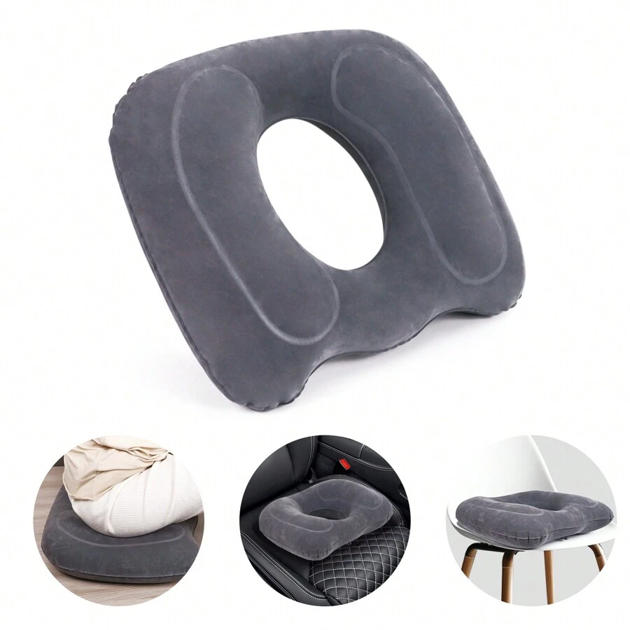 Inflatable Hemorrhoid Pillows, Donut Pillow For Tailbone Pain, Adjustable Inflatable Seat Cushion For Bed Sores, Postpartum Pregnancy, Car Seat, Airplane, 17.7'' X 15.4'' X 4.3'' - Xám - Xem 1