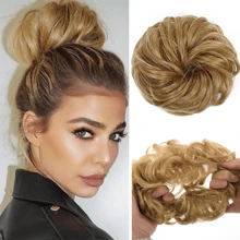 Messy Bun Hair Piece, Wavy Curly Synthetic Hair Scrunchie, Ponytail Hair Extension With Elastic Band, Suitable For Women's Daily And Party Hairstyles, Available In Black, Gold And Mixed Colors, Halloween - Multicolor - View 12