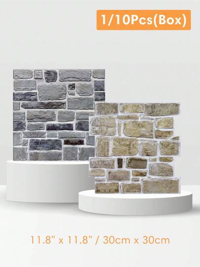 1 pieza/10 piezas Paneles de pared autoadhesivos con efecto 3D de piedra falsa, pegatinas de pared 3D para sala de estar, azulejos de pared autoadhesivos para salpicadero de cocina, baño, decoración campestre