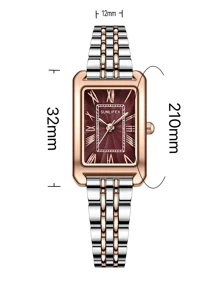 Women's Watches, Minimalist Casual Business Versatile, Roman Numerals High-End Luxury French Vintage Rectangle Stainless Steel Band Quartz Watch, Gift For Girlfriend Or Mother - Silver - View 12