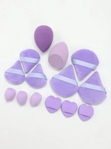 14 pezzi Set di spugne per il trucco, inclusi 3 cuscinetti per cipria, 3 mini cuscinetti per cipria, 2 grandi pennelli per trucco, 3 mini pennelli per trucco, 3 mini cuscinetti ad aria. Adatti per applicare BB cream, fondotinta e correttore per creare un aspetto impeccabile. Realizzati in morbido velluto, appositamente progettati per contouring, occhi e aree difficili da raggiungere