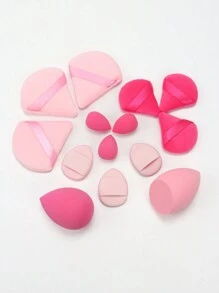 14 pezzi Set di spugne per il trucco, inclusi 3 cuscinetti per cipria, 3 mini cuscinetti per cipria, 2 grandi pennelli per trucco, 3 mini pennelli per trucco, 3 mini cuscinetti ad aria. Adatti per applicare BB cream, fondotinta e correttore per creare un aspetto impeccabile. Realizzati in morbido velluto, appositamente progettati per contouring, occhi e aree difficili da raggiungere