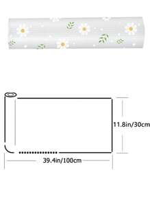 1 Rolle Gänseblümchen Grün Blätter Regaleinlage für Küchenschränke, nicht klebend, rutschfest Schubladeneinlage Kühlschrankeinlage, EVA wasserdichte Kühlschrankauflage Schrankmatte leicht zu platzieren