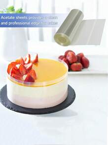 Transparent Mousse Cake Rim Decoration, Transparent Soft & Hard Baking Packaging PET Plastic Baking Birthday Cake Rim, Higher And Thicker Korean Style Molten Mousse Cake Rim - Multicolor - View 3