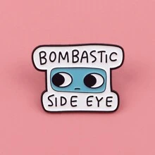 1pc Cartoon Slogan Enamel Lapel Pin - Cute Badge For Bags And Clothes - Black - View 4