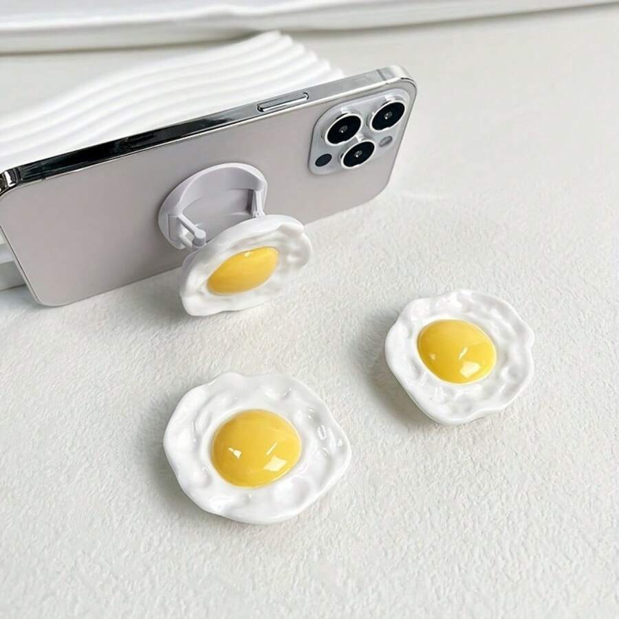 煎蛋设计树脂手机支架，ABS 可折叠手机支架，创意口袋大小折叠支架 - 多色 - 查看 1