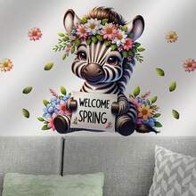 1 件定制名字卡通动物花卉蝴蝶墙贴装饰适用于客厅、入口、卧室、自粘可移除 PVC 墙贴花、可定制名字文字、儿童房装饰、个性化礼物 - 彩色 - 查看 8